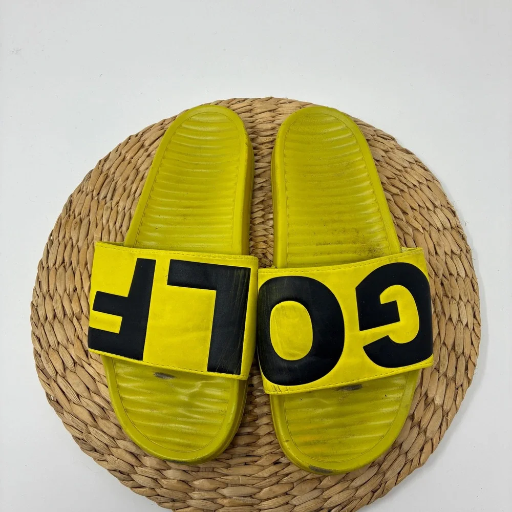 Golf Wang Yellow Black Logo Slide Sandals Streetwear‎ Mens 8 Women 10 Vintage